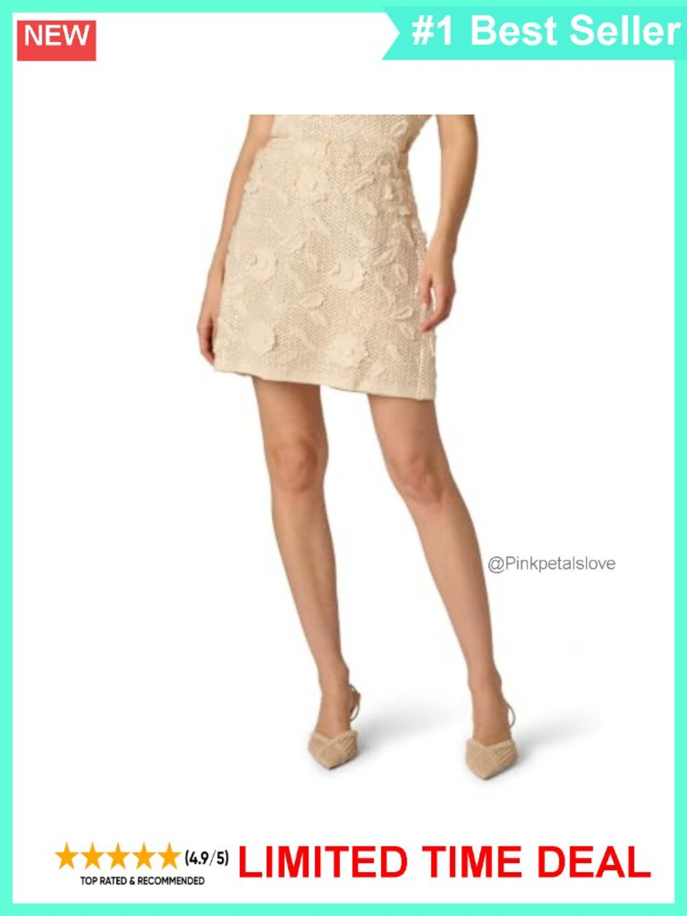 Floral Sequin Crochet Mini Skirt Flare Party Skirt